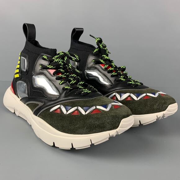 VALENTINO Size 10 Multi-Color Leather High Top Sneakers - Picture 2 of 9